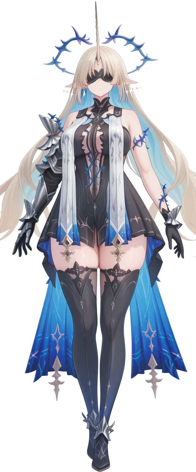 \(masterpiece, best quality, ultra-detailed\), \(illustration\), \(beautiful detailed eyes\), \(very detailed face\), ((perfect ???????)), \(1girl\), \(solo\), gdkat, dark skin, dark-skinned female, hairband, leotard, strapless, leg warmers, high heels, vambraces, black scarf, bare shoulders thighs, hip bones,