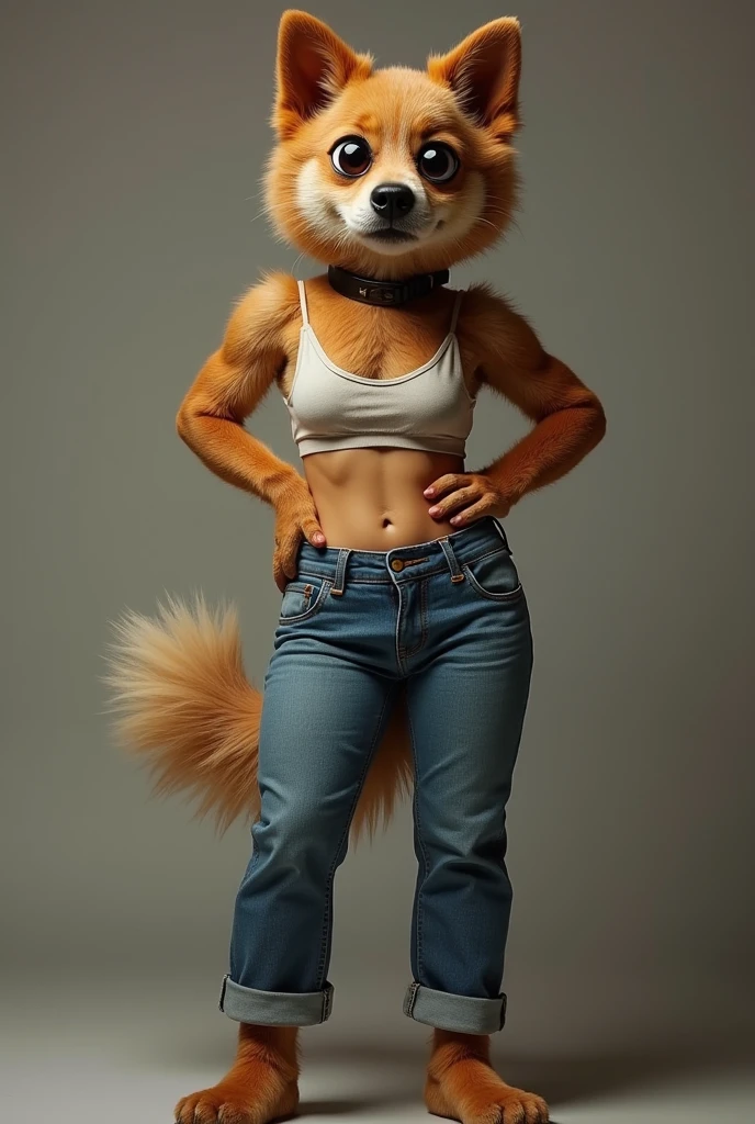 instagram style, realistic photo, bust shot, solo, beautiful woman, brown hair, mid transformation, transformation into (corgi), (detailed fur:1.2, thick fur, fluffy fur), muscular, amber eyes, breasts, purple crop top, jeans,
BREAK, analog style, shot on kodak portra 400 film, 4k, extreme detail, park setting,