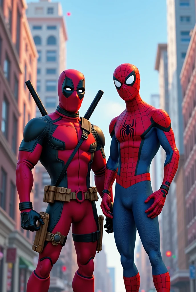 Deadpool and Spiderman making food donation 