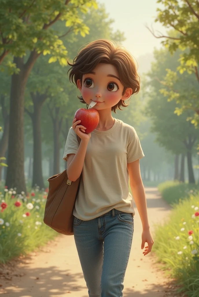 15 year old latino girl in a dark jungle, looking at a bright pink flower, brunette, short hair, pink t-shirt, orange shorts, purple backpack, sweaty, small breasts, small ass, short girl, sitting in front of treasure, holding a pink shining flower, night time, smelling at the shiny flower, smelling the flower, holding shining pink flower close to her nose, surprised