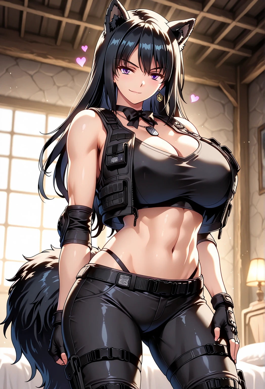 1girl, fine details, fox ears, fox tail, green eyes, dark brown hair, masterpiece, nikke, goddess of victory nikke, girls frontline, sexy, wide hips, big breasts, sfw, shinny clothes,