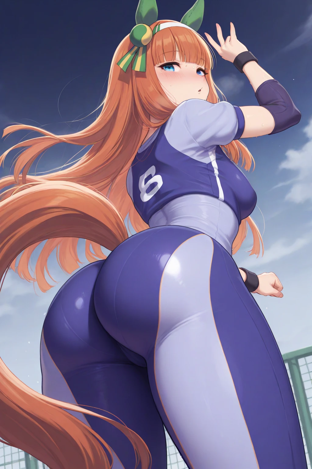 score_9, score_8_up, score_7_up, score_6_up, score_5_up, score_4_up, (source_anime), 1girl, neon genesis evangellion,( asuka langley soryu, small breasts, big Thighs), far, full body, Swimming pool ,Revealing the breasts, Swimsuit, Wet, school, ass focus, anus