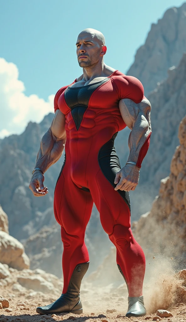 ((masterpiece, best quality)), (complex lighting), solo, 1boy, jiren, white gloves, bodysuit, muscular, bald light particles, dust particles