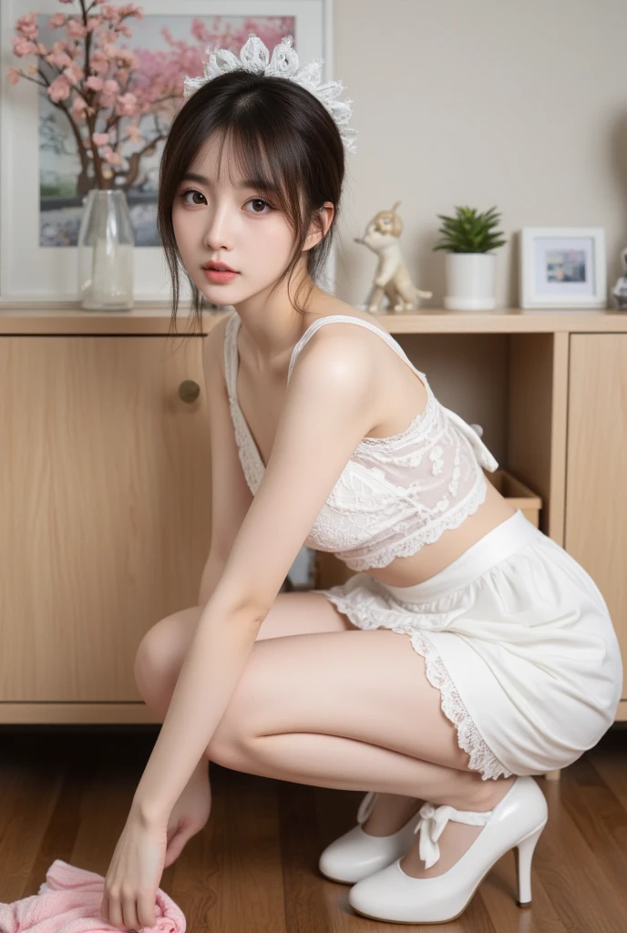 (Highest quality, 8K, masterpiece: 1.3)), Sharp focus: 1.2, View your viewers, Perfect Style, (((Spread your legs, Sit with your knees bent)))), (Open your mouth: 1.5), (close your eyes: 0.88), Attractive feminine body, beautiful, beautiful, The most famous in the world, (Ultra-realistic), (Photorealistic), (Increased resolution), (8K), (Very detailed), (Best Photos), (Beautiful and detailed eyes), (Highest quality), (Super detailed), (masterpiece ), ( wallpaper), (Detailed face), alone, 1 Girl, View your viewers, Fine details, Detailed face, Pure Erotic Face Ace_, smile, Half Body, See-through underwear, white, Long legs, Narrow waist, Hips, Ultra-fine makeup, Ultra-fine fiber material, Spread your legs, Browsing Caution