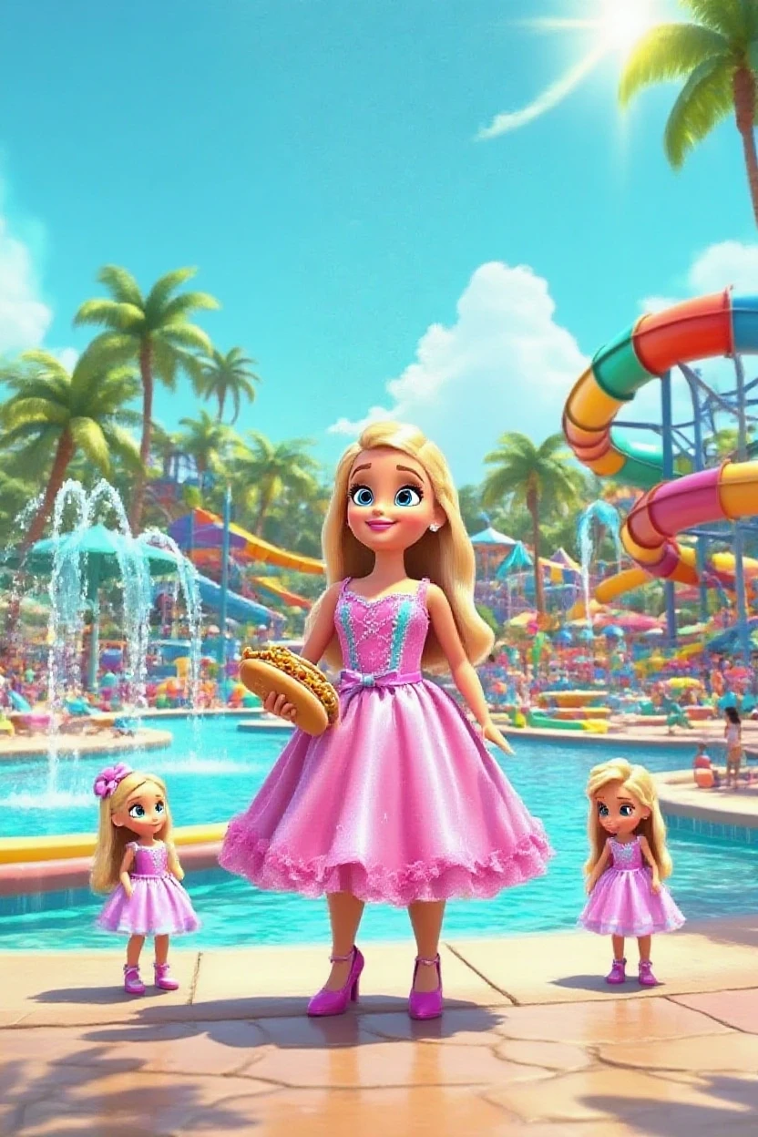  Blonde mermaid in cartoon, being happy while shopping and sitting inside a supermarket cart in a department store 