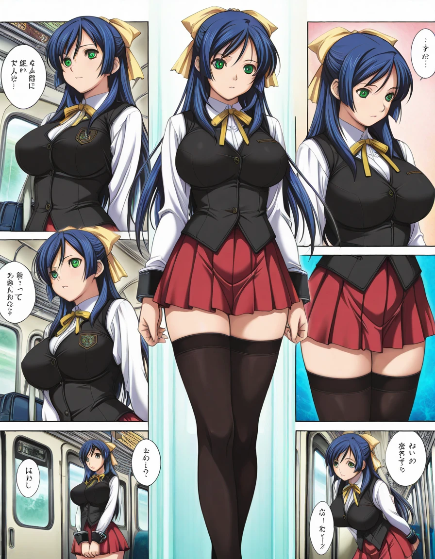 Shiny pantyhose Stewardess Black hair Beautiful breasts