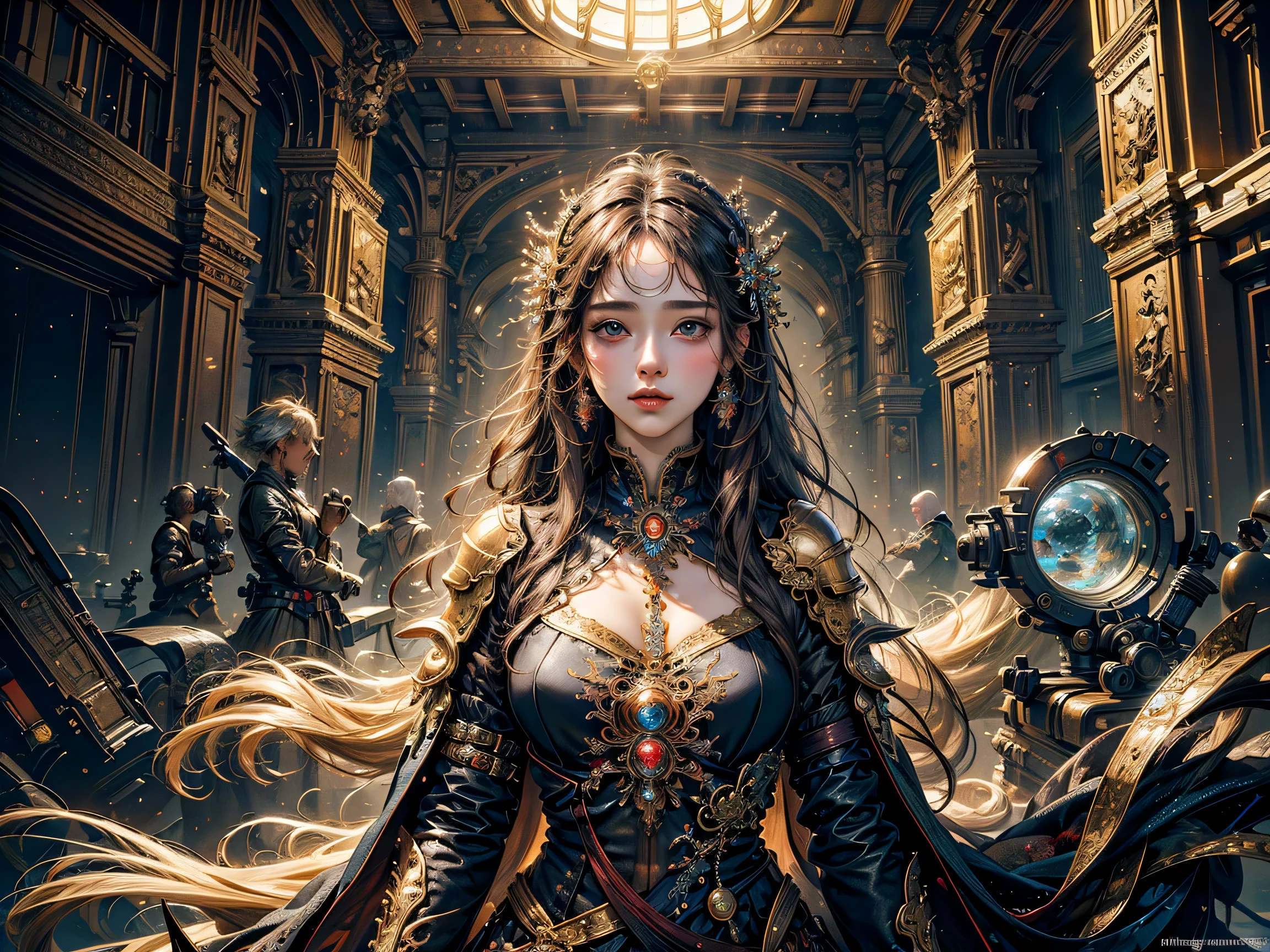 official art, unity 8k wallpaper, ultra detailed, beautiful and aesthetic, masterpiece, best quality, (zentangle, mandala, tangle, entangle), (fractal art:1.3) , 1girl, extremely detailed, dynamic angle, cowboyshot, the most beautiful form of chaos, elegant, a brutalist designed, vivid colours, romanticism, by james jean, roby dwi antono, ross tran, francis bacon, michal mraz, adrian ghenie, petra cortright, gerhard richter, takato yamamoto, ashley wood, atmospheric, ecstasy of musical notes, streaming musical notes visible