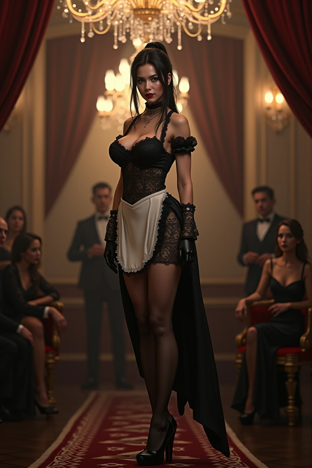 Unparalleled masterpiece, ultra-realistic 8k CG, perfect artwork, (((perfect female figure)), mature woman, looking at the audience, mature woman, thin waist, seductive pose, sexy pose, seductive, clean, beautiful face, pure face, shiny eyes, skindentation, 1girl, (outfit, long v dress)), (((student)), perspective,