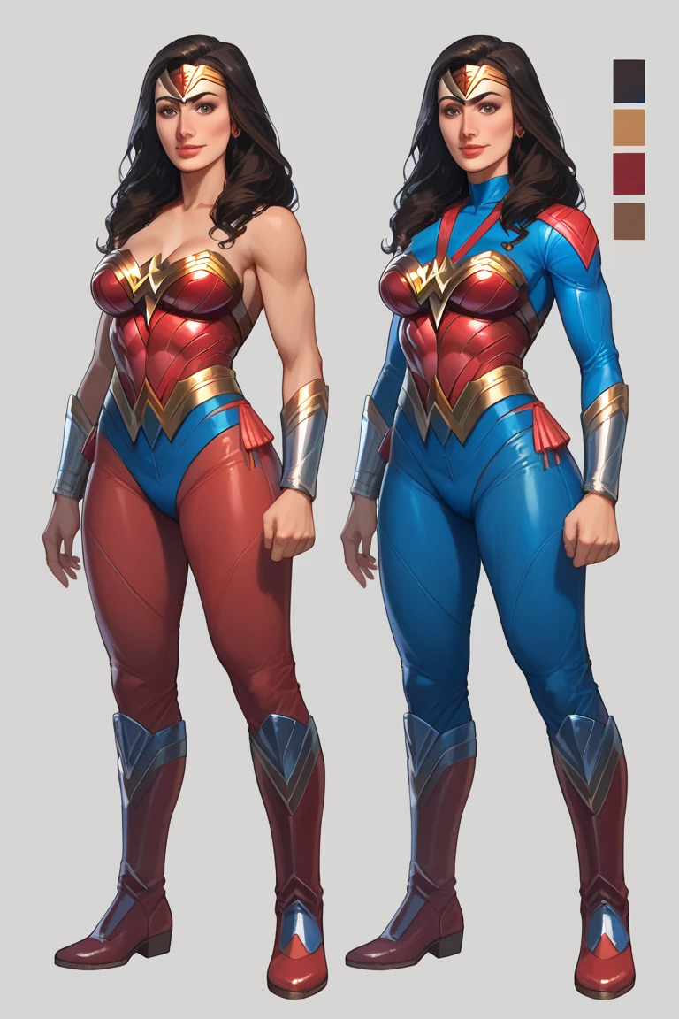 Detailed character sheet, Front view, Side view, Oblique view, with a white returnground, show women, 30 years old, with short dark brown hair combed return, 1 female warrior, Wavy Cape, long flowing hair, Swordsman Style, Light Armor, (Earth-toned long leggings), Slim figure, Toned thighs, Tight round ass, Low angle shot, From below, The seat includes different angles, Front desk etc.., return, and Side views, Model and Reference Sheets, Full body painting. The ratio is based on 7.5 Head Scale.