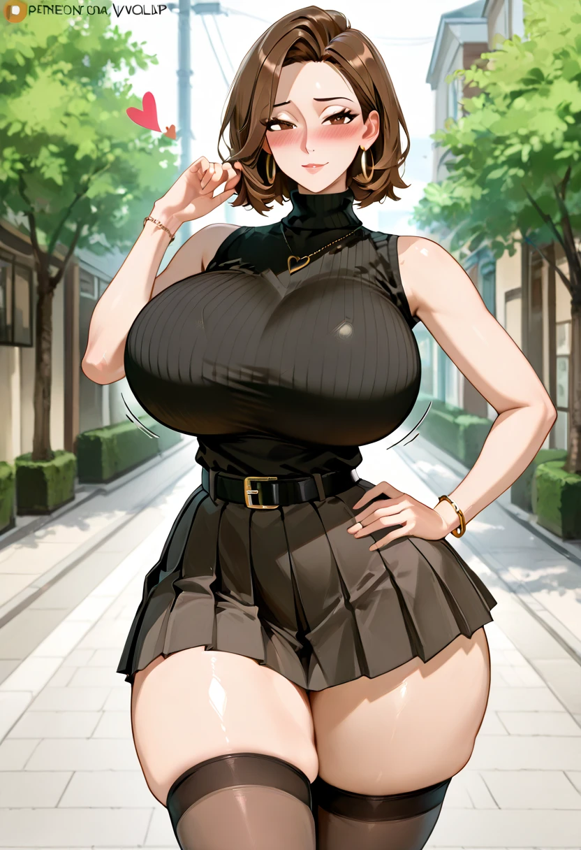 Big Tits:1.4,Big Tits:1.4,Coordinate 2: Sexy Floral Tops Deep V-neck Silk Blouse: Floral patterns add a feminine touch、Deep V-neck for a sexy look。 Bottoms: White high waisted tight skirt: The design makes the legs look beautiful、Good balance with tops。 Shoes Light gold pointed heels: Feminine yet sexy design。 Accessories Gold lariat necklace: Design that emphasizes the chest。 Gold Hoop Earrings: Simple and eye-catching design。 Bag Light gold clutch bag: Elegant and feminine design。 Hairstyle Half-up style: Keep your bangs neat and tidy、Curl the back to add volume。 Hair color: Caramel brown: Soft and warm colors