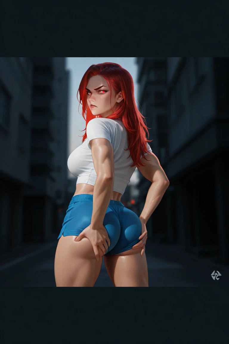 ,muscle,Damaged clothing,old,broken toilets,Garbage scattered on the ground,The butt is in front,fart,Calm colors,Farting forcefully,incontinence,China dress,Female Warrior,Prostitute,night,Crime City,4K,Highest quality,Wall butt,Groin pain,Touching the groin