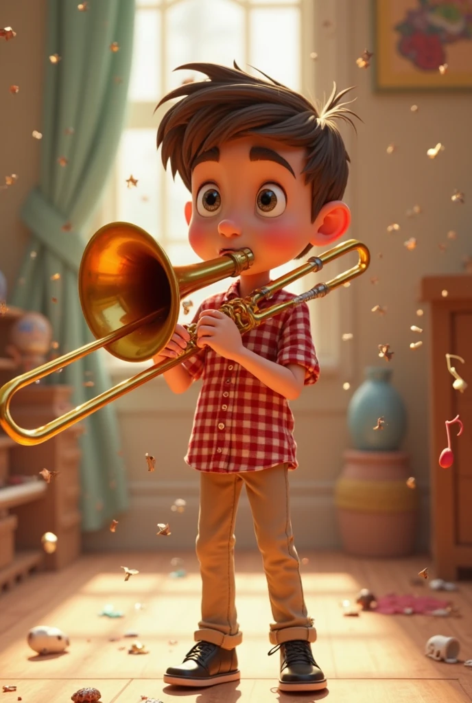 paraplegic boy playing a harp