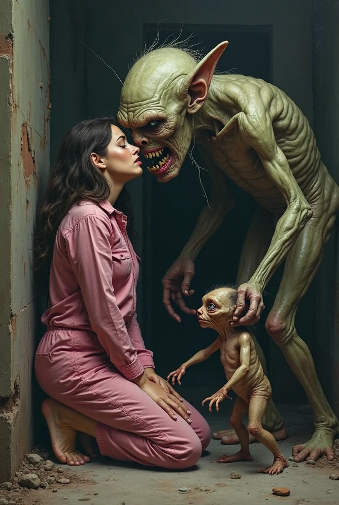 <lora:Pumpkinhead_flux:1>pumpk1nh3@d monster helping an old lady cross a busy street