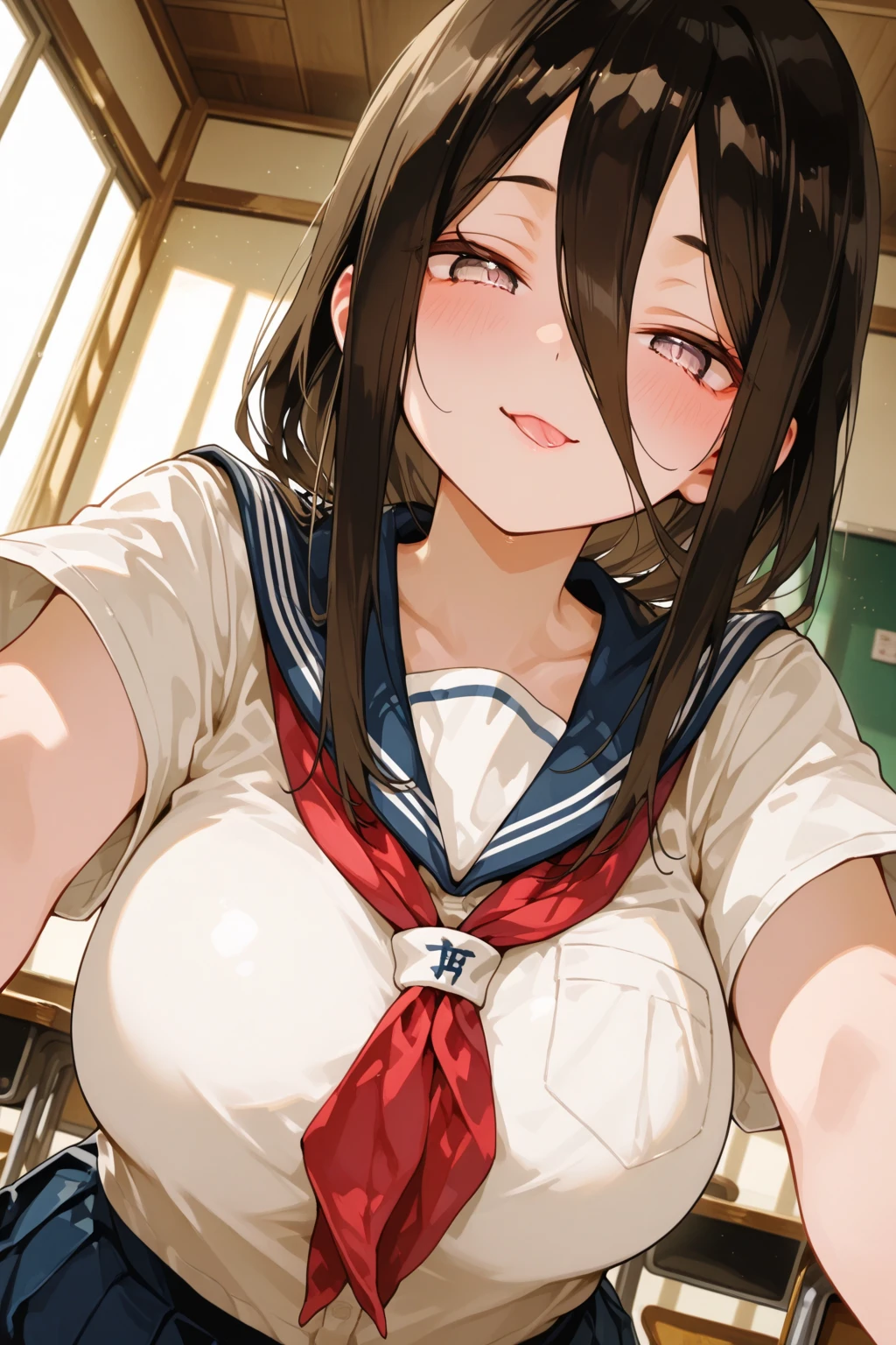Tabletop, highest quality, wallpaper, Super detailed, Absurd beauty,junior high school student、evening、Backlight、bionde、Long Hair、Wavy Hair,single hair bun、standard weight、Large Breasts、（school uniform、open clothes):1.1,(sexual climax,nose blush,saliva,closed eyes):1.1、(1man and 1girl are having sex  on bed)1.2、man on top、bird’s-eye view、Bare your breasts、Exposing the breasts、Nipples、Spread your legs、pussy in big penis,Love juice