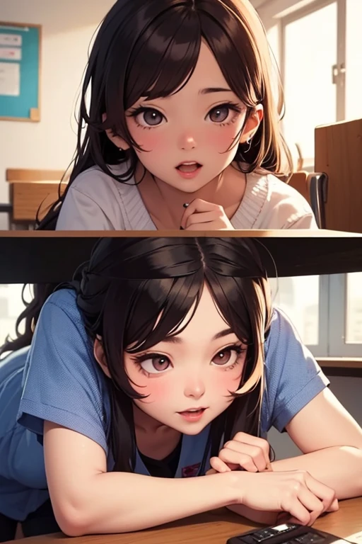 there are many pictures of a girl with a hair style, a hyperrealistic schoolgirl, hyperrealistic schoolgirl, realistic schoolgirl, realistic anime 3 d style, photorealistic anime, 3 d anime realistic, realistic manga, anime realism style, realistic anime artstyle, hyper realistic anime, anime realism, artwork in the style of guweiz, realistic anime art style