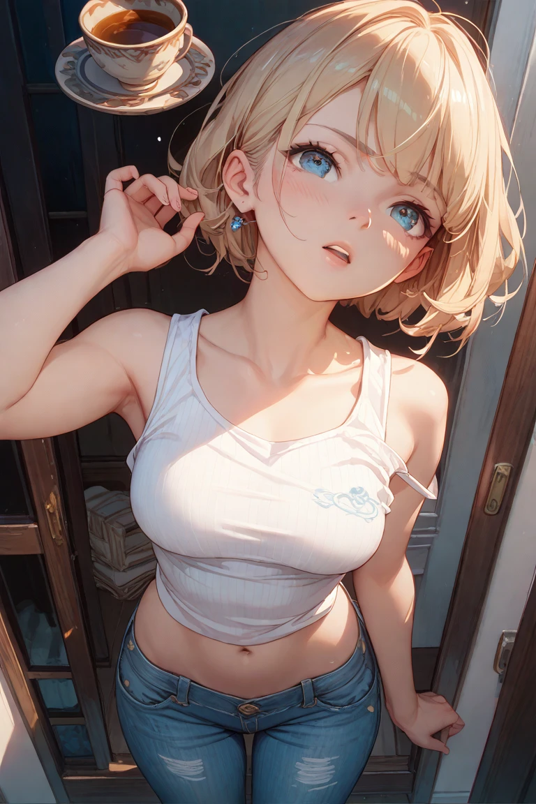 4k, (masterpiece:1.3), (best quality:1.3), [1girl], (watercolor:1.17), (extremely detailed CG unity 8k wallpaper:1.2), (best shadow), soft lighting, (nsfw:1.0), HDR (high detail:1.1) body, (gorgeous cute very young woman, detailed perfect face, realistic:1.27), (round face:1.1), (slim body:1.1), ( blue eyes:1.1), (dynamic pinup pose:1.1), thick glossy lips, eyeliner, standing, (light brown hair with pink streaks:1.15), (very short hair:1.1), light smile, (naughty face:1.1), (v-shaped eyebrows:0.85), (large breasts:0.85), (covered nipples:0.65), (t-shirt:1.0), (edgShort&Fishnets), denim shorts, fishnets, tsurime, suspenders, navel, choker, university garden, brick wall, thighs, glasses
