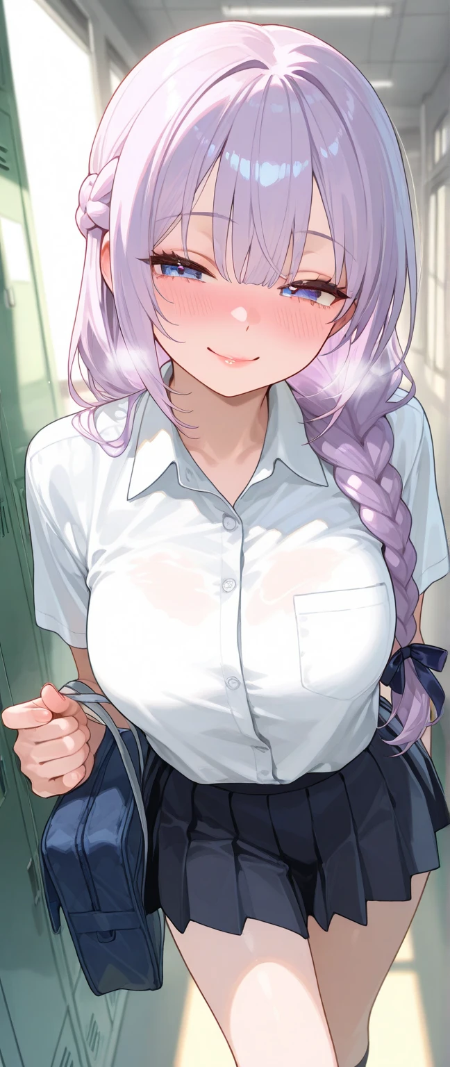 Jibril, (standing), blushed, perfect ???????, detailed eyes, detailed lips, extremely detailed eyes and face, vivid colors, sharp focus, masterpiece:1.2, ultra-detailed, blushed, ((doggystyle)), (solo), ((tie)), sleeveless, ((((ponytail)))), (((disdain, disgust))).