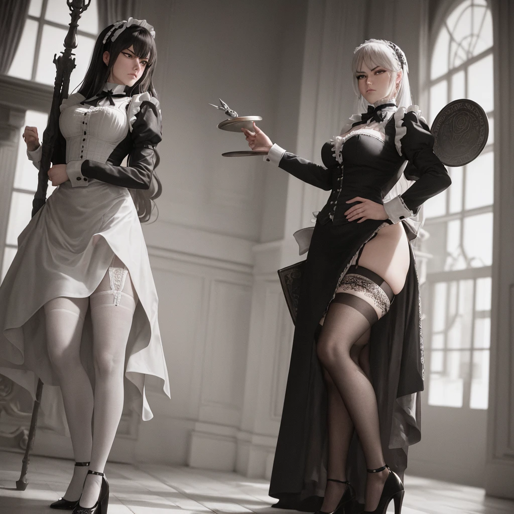 man in maid costume, very sexy, (butt: 1.3), muscular, fair skin, realistic skin, , looking at the viewer, castle courtyard in the background, detailed face, detailed hands, detailed legs, detailed fingers, detailed hair, detailed eyes, detailed skin, dynamic lighting, 8k uhd, (photorealistic), (photorealistic:1.4), (hyperrealistic), top, (masterpiece), (best quality)