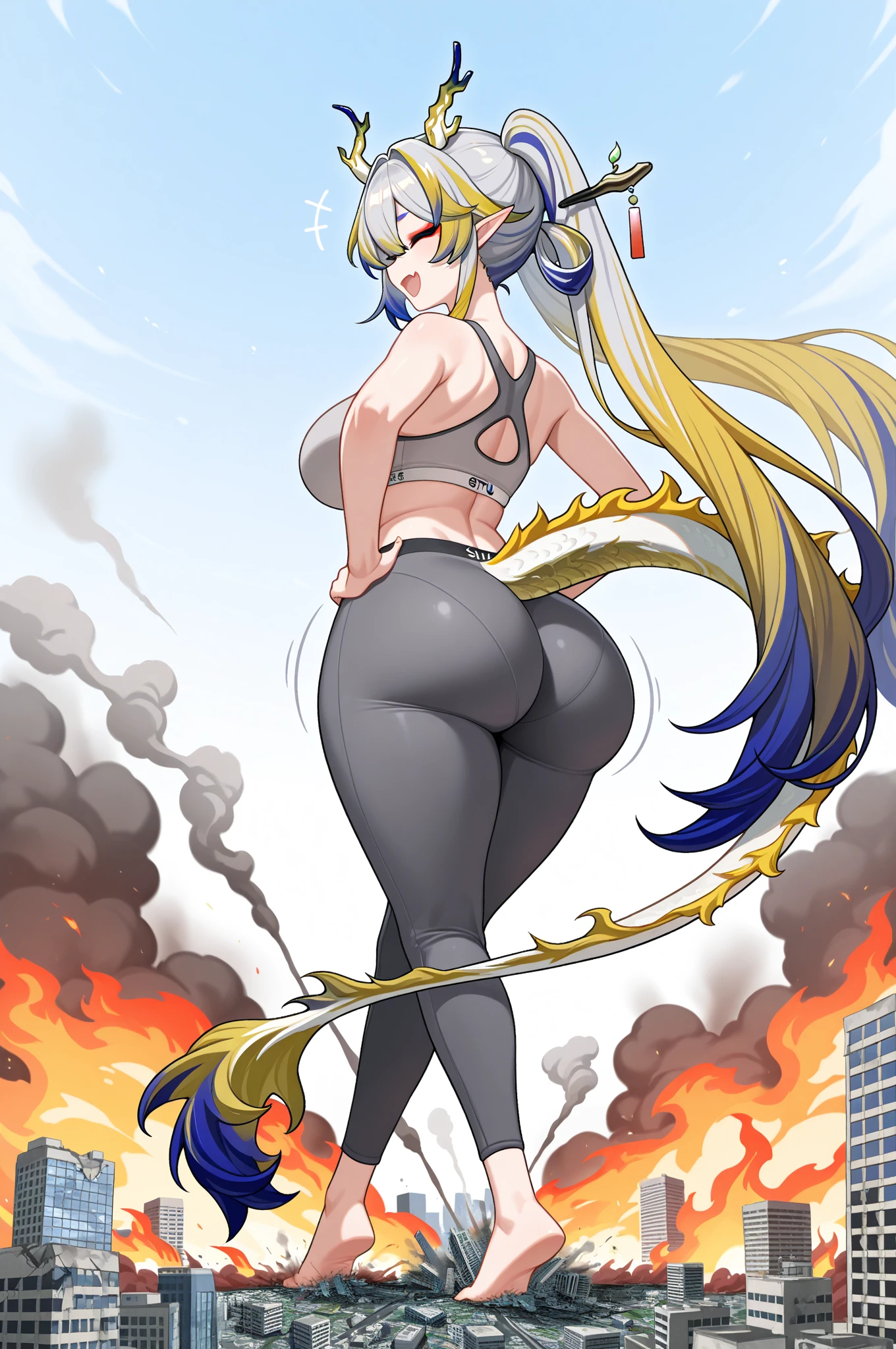 best quality, high resolution, large breasts, blonde hair, blush, Evil smile, cowboy shot, looking at viewer, bowsette, pink lip, in a volcano with lava, (((sexy shoulders))), (((shoulders Focus))), (((ass)))