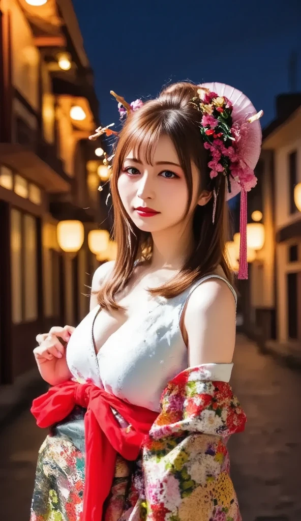 teens girl、Handgun shooting practice、Fine Pattern Pistol、ultradetailed eyes、Rainbow painting drops、Full Paint、Splash、Long color hair、Paint Kimono、Super luxury kimono、Rainbow Paint Kimono、(hair adornments、耳Nipple Ring、Floral hair ornament、butterfly hair ornament)、Handgun shooting