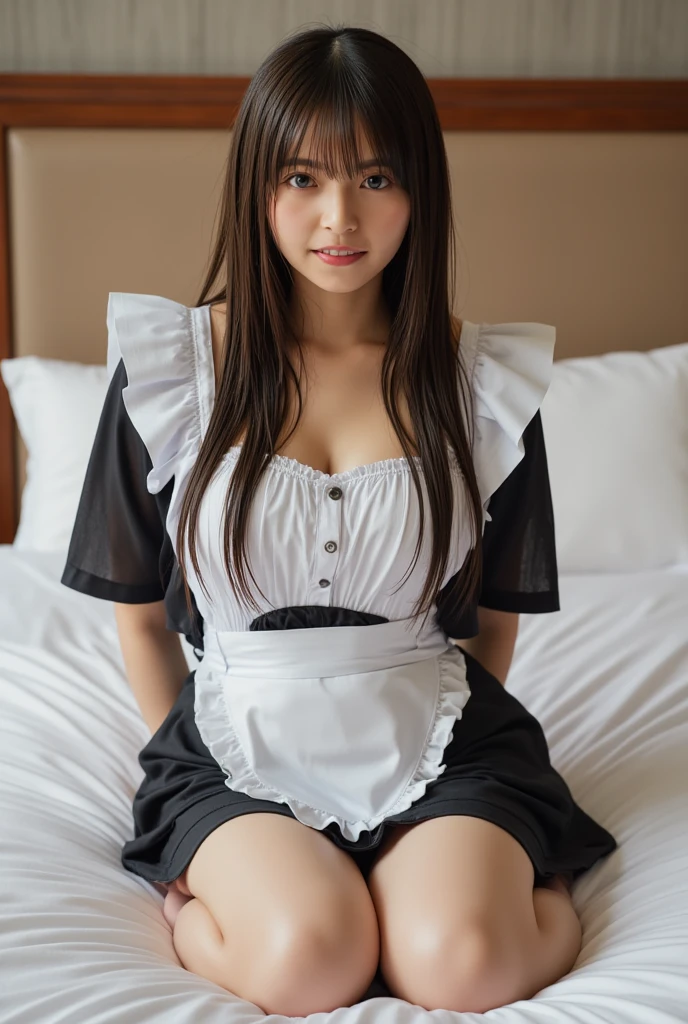 White string bunasterpiece)))、(((High resolution))、8K、(In detail))、(Highest quality)、Beautiful girls、A beautiful girl with white wings growing on her back:1.5 、笑顔のCute beautiful girl、Very attractive beautiful girl、(White apron)、On a bed with white sheets,(((Your smile is cute,)))、((12-year-old girl:2.0))、Super cute lolita idol:1.5 、(((肌の露出が多い白いOff the shoulderのエプロンを着た美しい少女, Transparent muscle)))、(Slender body and beautiful breasts)、((Well-formed and elegant face:1.5))、(((Belly buttonが見える)))、(Big Breasts: 1.5)、tits、Naked Apron、Cute beautiful girl、(((Apron that exposes a lot of chest:1.5)))、Very beautiful beautiful girl、A young and innocent beautiful girl、Big Breastsを強調してる:1.5 、Thighsが付け根まで見える、((Doing the splits:1.5))、sit、(Belly buttonが見える:1.5)、(Her breasts are exposed: 1.5)  、A beautiful girl、エプロンはOff the shoulder、The cleavage is exposed、Well-formed face、Belly button、Thighs、Off the shoulder:1.5 、NSFW 、whole body: 1.5 、barefoot: 1.5 、White string buns、panties pull out:2.0、