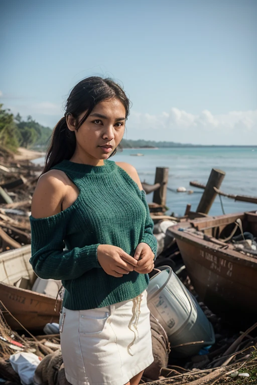 Indigenous 18 years old girl on a ferry boat