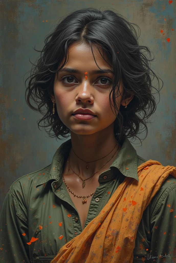 High Quality illustration,ultra detailed, Beautiful picture of A painting of a girl indian beauty, Fog, cinematic shot, haze lighting, 16k, uhd, blurry masterpiece,cinematic, epic, watercolor, ink