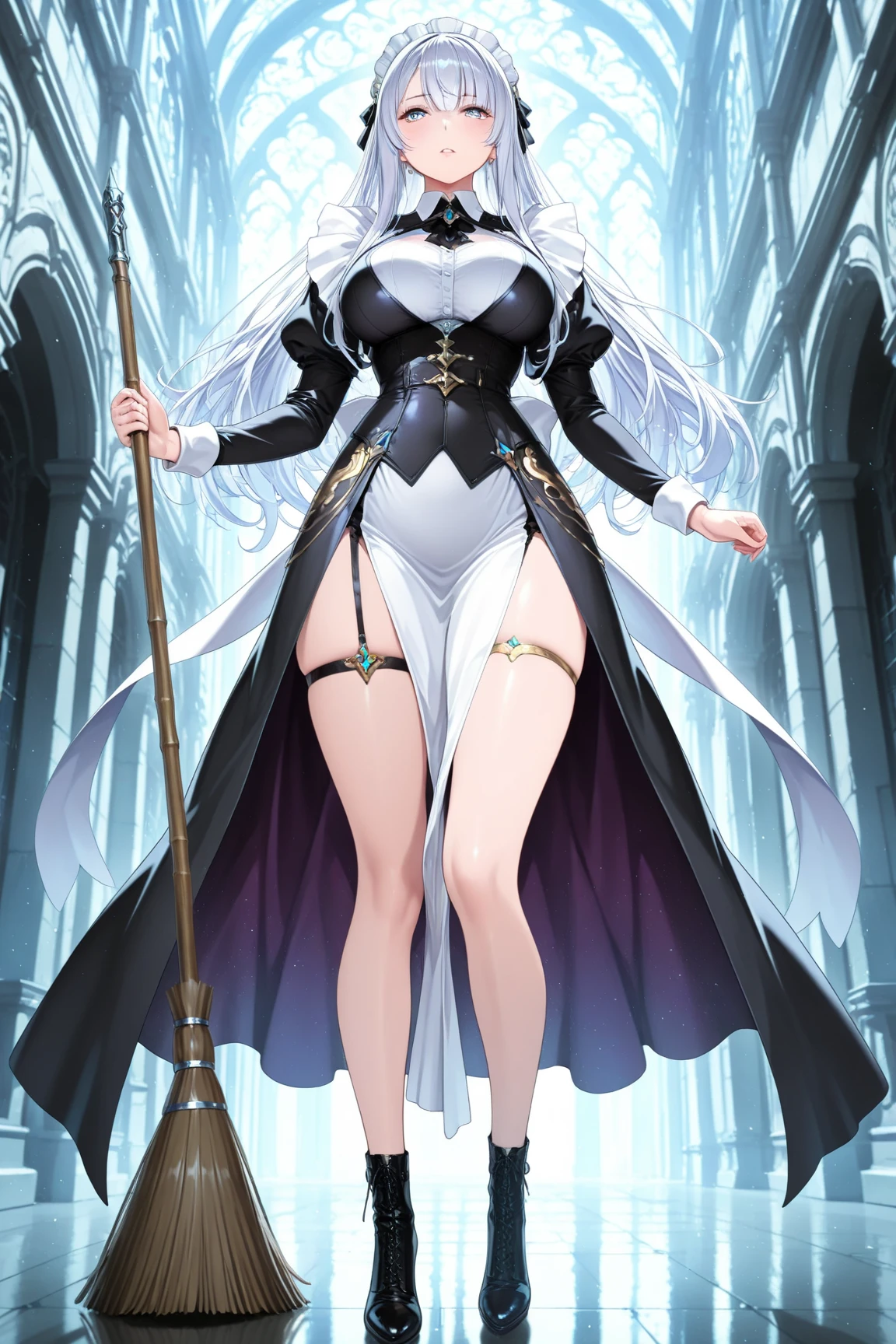 sexy,cold,Beautiful white woman,Wearing evening gown,Right hand raised holding gun,The left hand droops naturally,cool,Standing posture,Wearing black high heels,complete body,no background