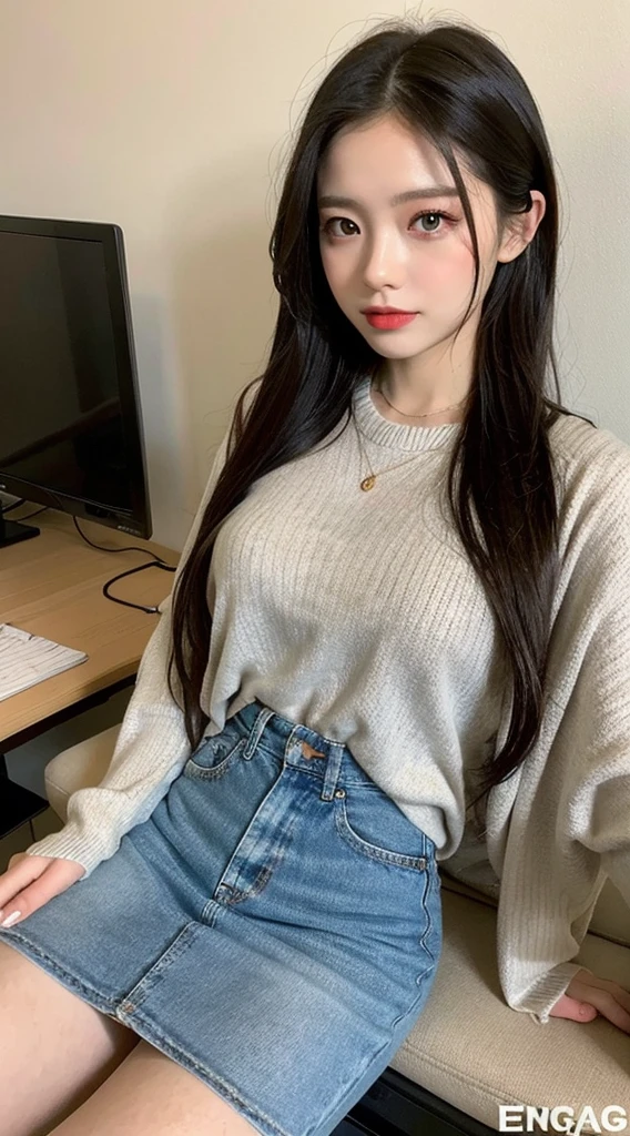 (masterpiece:1.2), Japanese, (((18 years old))), (a girl), indoor, light-brown hair, (thighs),