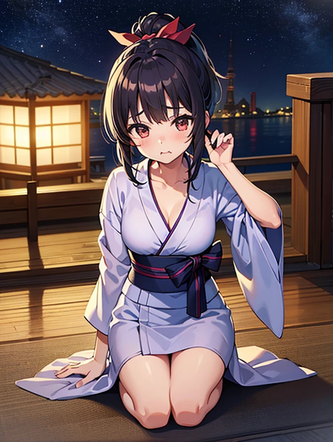 (​masterpiece:2.0), (top-quality:2.0), (sitting naked:1.5), (extremely mini skirt extremely small pink yukata:1.5), (super thin fabric:1.5), (sexypose:1.5), (blushed face:1.3), (barechested:1.3), (realistic:1.5), 1 little girl, precise hands, Embarrassed look, light smile, Look at me and smile, extremely cute girl, innocent face, young face, Clear eyes, Shining eyes, small breast, (cleavage of the breast is visible:1.5), (the thighs is visible:1.5), The crotch is visible, No pubic hair, full body, The beautiful skin, ultra-definition, Top resolution, japan high school student, brown hair, at the night festival