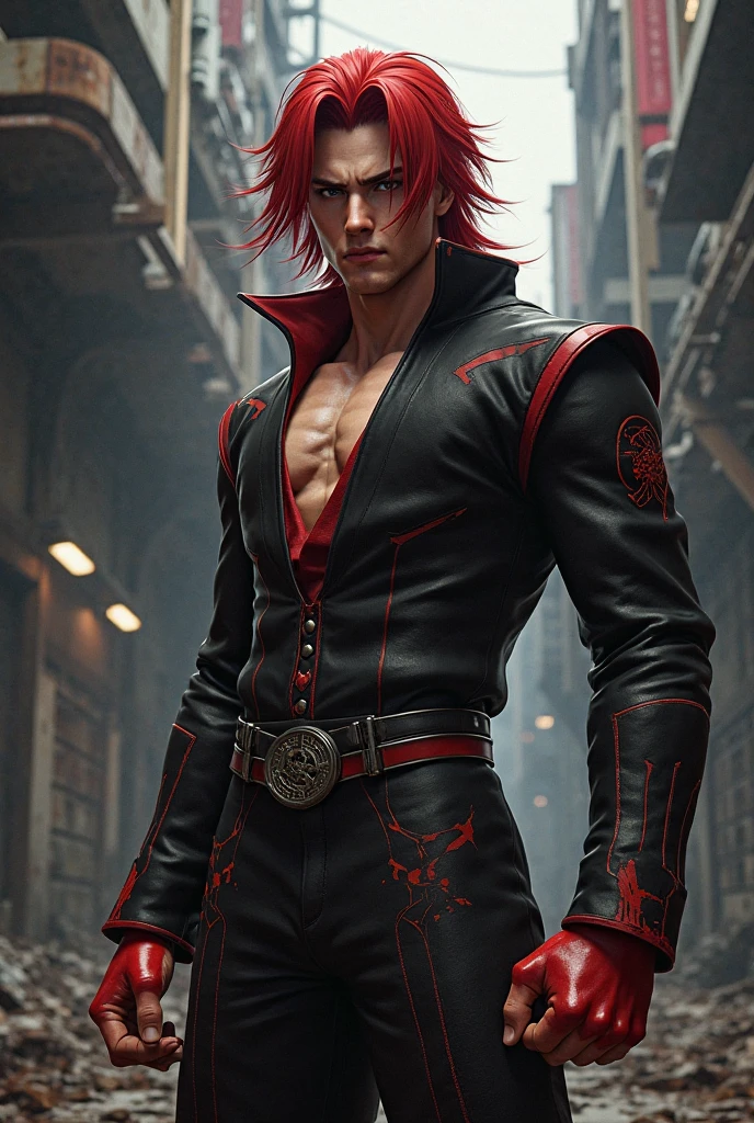 Natsu dargneel in anime style and cyberpunk style