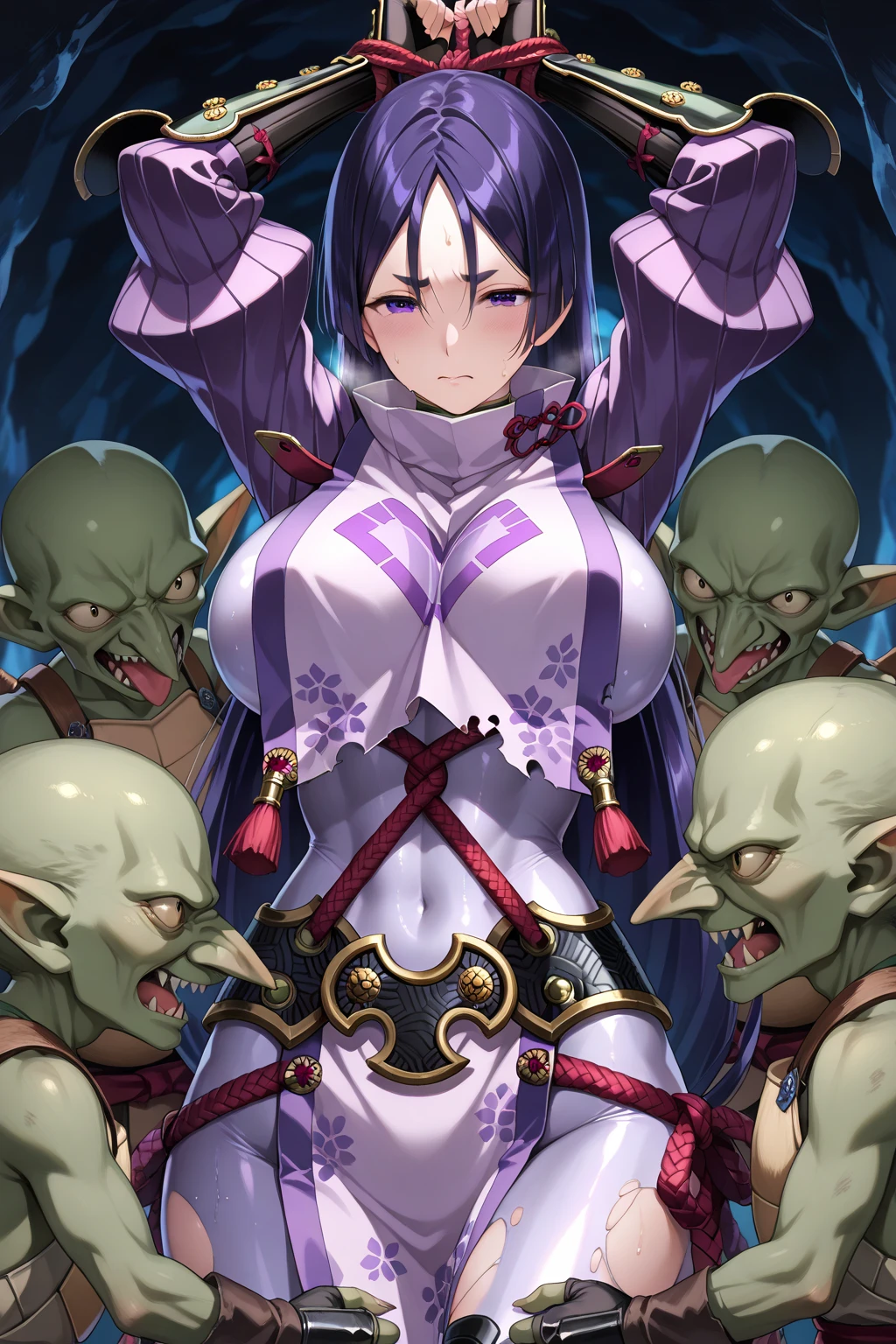Primer plano, cuerpo completo una mujer con un vestido rojo sosteniendo una calavera y un demonio, dark sacerdote, taoist sacerdote, beautiful cyborg sacerdoteess, holy girl necromancer cyborg, high sacerdoteess, technological art, chica bruja mecanizada, biblical woman android, sacerdote, Obra maestra de ArtStation, cushart krenz arte clave femenino, sacerdoteess, an evil catholic sacerdote ((pechos desnudos, Big boobs))