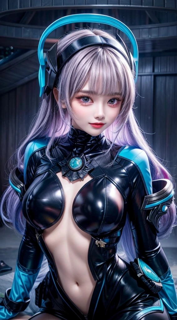 a close up of a woman in a cat suit posing for a picture, perfect android girl, an oppai cyberpunk, Biomechanical OPPAI, gynoid body, perfect anime cyborg woman, seductive anime girls, 8K high quality detailed art, anime figure; Full-body art, 3 D rendering character art 8 K, beautiful female android!, cyber suit, 2b