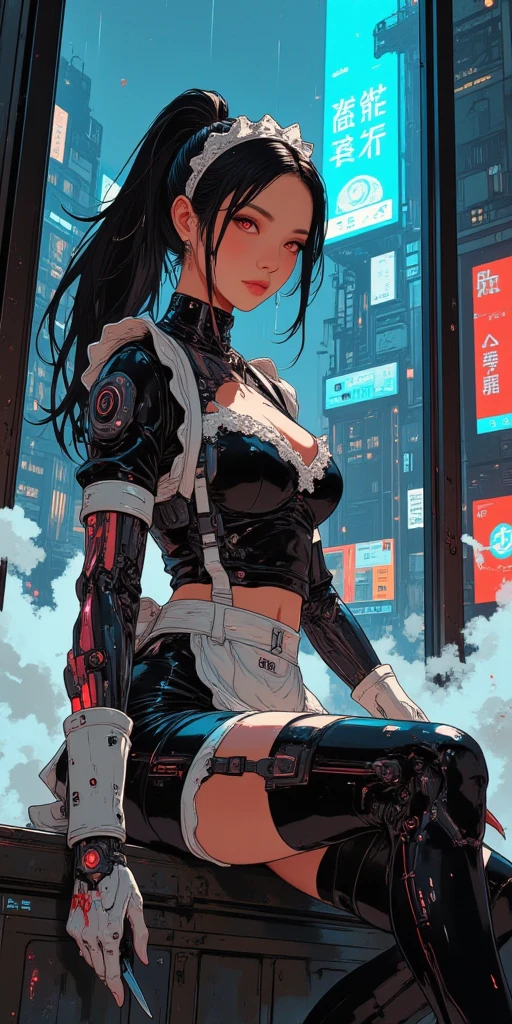 (beautiful arab identical twins in middle of composition:1.5),(black long hair:1.5), detailed and intricate, featuring high-tech, art by (((Syd Mead, Masamune Shirow))), (very enormous breast:1.7),(((aqua_eyes:1.3))) ,intricate eyes,beautiful detailed eyes,symmetrical eyes,
shiny latex is black,latex stockings,revealing clothing,show skin,(((lustrous skin:1.5,bright skin: 1.5,skin tanned,shiny skin,very shiny skin,shiny body,plastic glitter skin,exaggerated shiny skin,illuminated skin,wet legs))), shiny lips, very big ass,inflated legs, thick thighs,(symmetrical detailed face:1.7),toned, sexy, nsfw,
(centered,scale to fit dimensions,Rule of thirds),
cyberpunk city by the ocean at night, with bright neon signs and dark stormy clouds and puddles, scenery:1.25,nighttime, starry night, cosmos,Very dark night that makes the neon lights stand out, very bright neon lights,nighttime, starry night, cosmos,
artistic photography,(photography taken by sldr),highres, sharp focus,(ultra detailed, extremely detailed), (photorealistic artwork:1.37),(extremely detailed CG unity 8k wallpaper),((synthwave background theme)),(((vibrant colors))),intricate,(intricate background),(masterpiece),(best quality),perfect rendered face,perfect face details,realistic face,photo realistic,analog style,((intricate detail)),(((realism))),