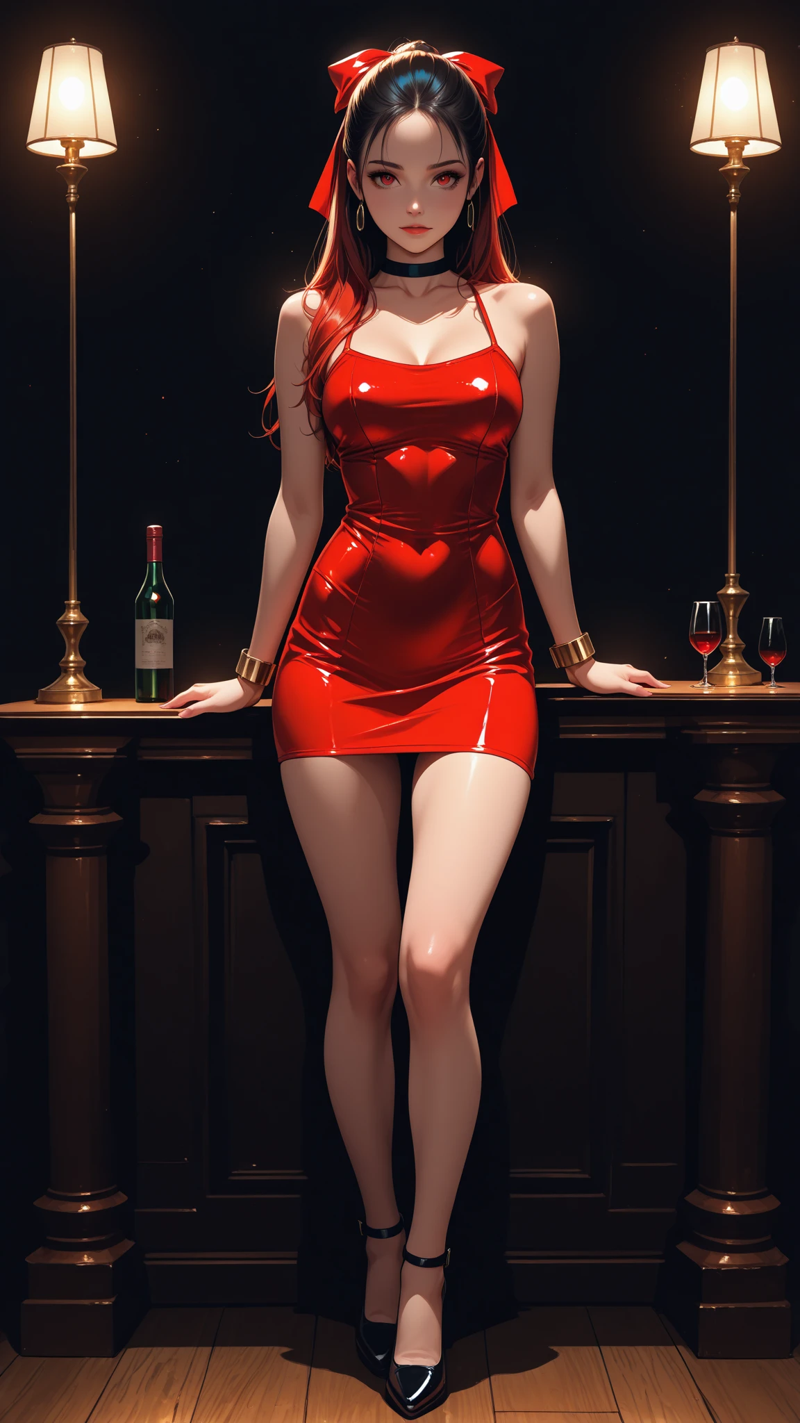(Best quality,hyper HD,Super detailed,High details,Ultra-detailed,Accurate,Masterpiece:1.2), Beautiful mature woman,35yo,Mature and sexy,Medium length hair,red tinted hair,a matural female,housewife,Sexy slip dress,Living room,Sitting on the sofa，watching tv