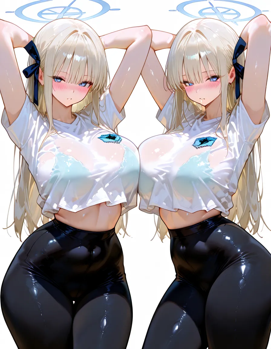 Lesbian (long yellow hair)with a very tight swimsuit) big breasts, big thighs,kiss with his girlfriend (loose white hair), big breasts, big thighs,lesbian love