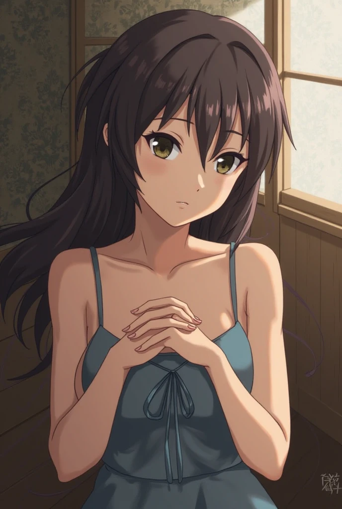 (A superb exquisite haruhi suzumiya), (haruhi suzumiya:1.5), brown eyes, brown hair, natural straight hair, hairband, ribbon, straight bangs, solo, nature, extremely delicate, straight facial features, peerless beautiful girl, soft, (sensual face), ((ecchi face)), dreamy quality, exaggerated facial features, solid color, frank holly, delicate face, bright lips, slender waist, soft curves, real light and shadow, super fine, 4k, natural moving, Ultra high resolution, (masterpiece:1.2, best quality), (finely detailed beautiful eyes: 1.2), (beautiful detailed face), sexy nude model, sexy pose, (large chest), (Perfect Body Proportions), (bedroom), Mekosuji, Spread your legs a little and show off your crotch,