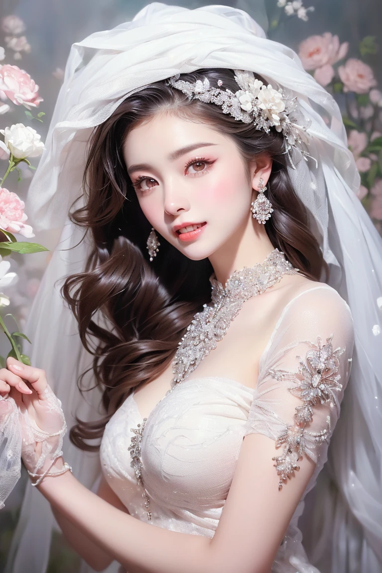 Thai women with beautiful faces and the most perfect bodies are charming and charming. The skin has a radiant, pearl-colored glow. Wearing a blue and white crochet dress. Take a walk along the seaside Evening atmosphere The sun is about to set There are waves crashing on the soft sandy beach.