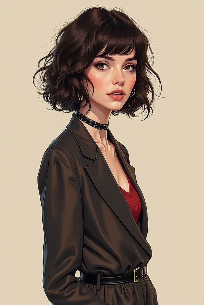 on parchment, ink illustration, young Disney socialite wearing a beige miniskirt, dark brown turtleneck sweater, small neckless, cute-fine-face, anime. illustration, realistic shaded perfect face, brown hair, grey eyes, fine details, realistic shaded lighting by ilya kuvshinov giuseppe dangelico pino and michael garmash and rob rey, iamag premiere, wlop matte print, 4k resolution, a masterpiece <lora:add-detail-xl:1> <lora:ParchartXL-1.5:1>