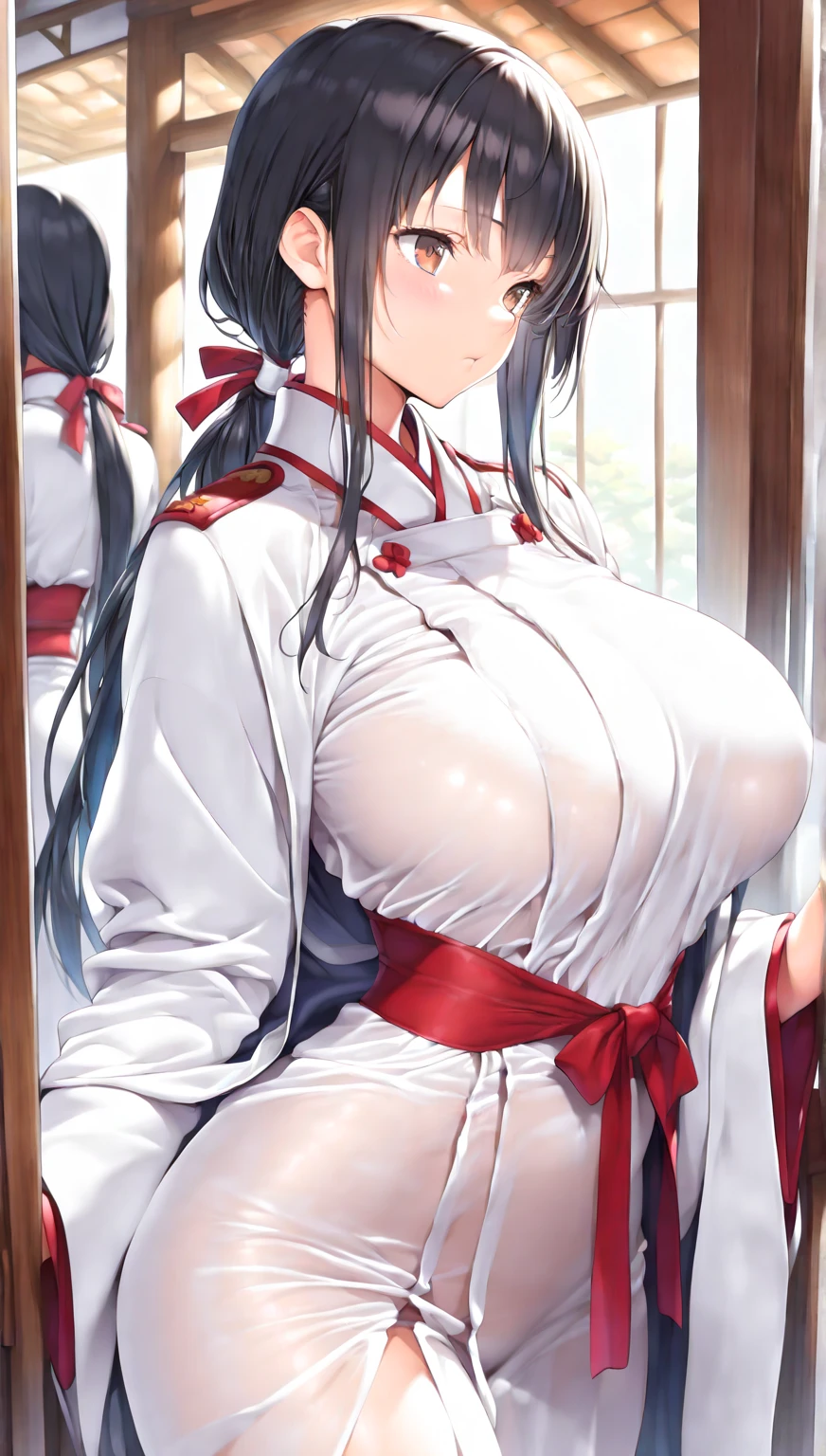 Highest quality, masterpiece, Ultra-high resolution, female、Big Breasts、Adventurer、male、maleに犯されている、During sex、Standing Bag、rape