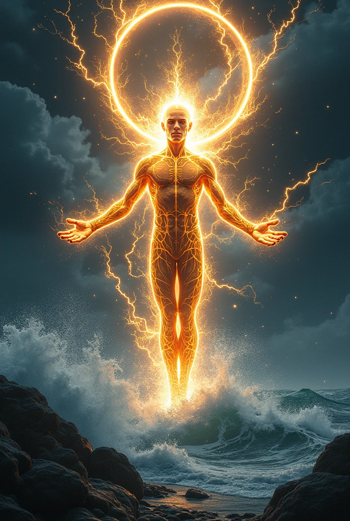 sun god, defined man, extremely powerful, full body