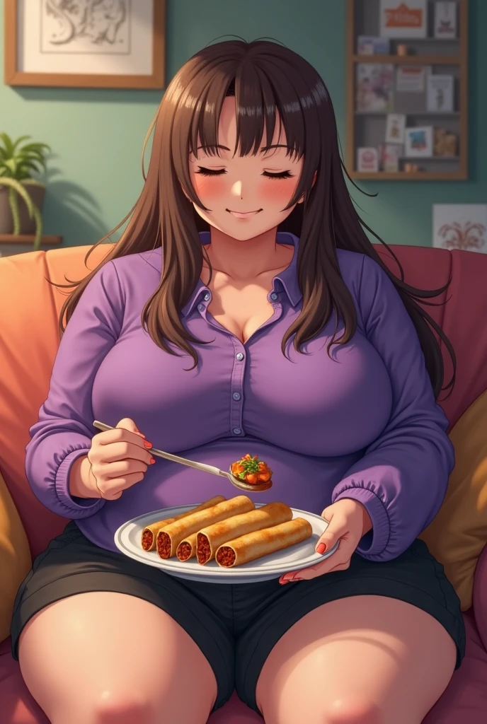 big belly, sitting, pregnant, fat, large stomach, fatty, fat, large belly, standing, fat belly, very fat, large stomach, chubby,very fat, safe for work, obese, giant belly, fat, Aerith Gainsborough, fat belly, at, large belly, standing, grabbing belly, very fat, large stomach, chubby (best quality, masterpiece), thanksgiving, wearing sweater, grabbing belly, sitting down, table with of food, table tons of food, lots of food, holding belly, table with food
