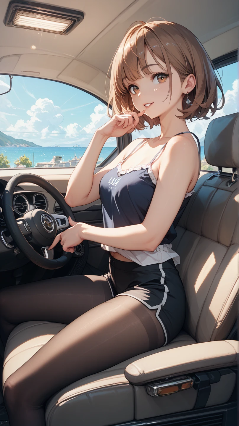 (((masterpiece, Highest quality, High resolution, 超High resolution, Perfect Pixel, Depth of written boundary, 4K, RTTX 10.0))), Beautiful Anime Woman, Beautiful art style, Anime characters, ((Smooth texture, Realistic texture, Anime CG Style)), Exact finger count、Exact number of legs、(Exact number of arms:1.0, Exact number of hands:1.0), (Perfect hands, Perfect Anatomy), Cinematic, Realistic, Extremely detailed CG, Daytime lighting, Perfect lighting, Best Shadow, The best natural light, A separate, precisely shaped car, whole body, Perfect body, バランのとれたPerfect body, Perfectly balanced style, Slender body, ((bangs, Reddish brown hair, Bobcut)), ((Back view of a cute adult woman standing in a sexy pose leaning against a car:1.8)), (pussy juice:1.5), ((Bow tie around neck:1.3), (Sexy and cute blue underwear:1.3), (Stylish shiny blue satin panties, Side-tie blue full-back panties, Blue full-back panties with lace trim:1.3), (Light blue panties:1.3), (Blue micro lace satin bra, Blue bra with lace trim, Thin bra:1.3), (garter belt, Garter Strings, Knee socks:1.3):1.3), (motor Show, Many visitors in the background, Crowded venue, A show car on display in the background, indoor:1.7), naked, Blue underwear, Angle from directly behind, A close-up angle of a butt in blue full-back panties
