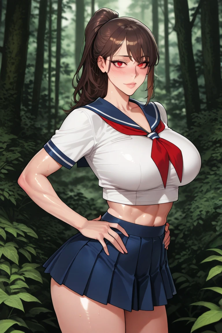 (((((A person with dark skin, Muscular))))), ((thick thighs, 非常にLarge Breasts,、Strong Body、), Black long hair, alone, Glowing Skin, it was foggy, ,Bridge pier, Bristles,Are standing、Big body women、naked,Strong Body、pubic hair,Muscular in the forest,Composition from the front,Muscular and wide hips,Muscular and wide torso,Muscularの, Widebody,thick, Muscularの腕,thick, Muscularの脚,Muscular and broad shoulders,bodybuilder,nakedの美しい女性,Large Breasts,long, saggy breasts,,Deep purple eyes,Woman with beautiful face,Expressionless,,,Strong Woman,Right in front of the viewer,,Muscular女性,Big body and broad shoulders,thick Women,naked,sexy,Stand in front,全naked,正面にAre standing女性,真っ直ぐにAre standing,Fleshy ladies,Plump woman,Chubby woman,Fat woman,Fleshy ladies,,cave,ponytail,Small size sailor suit woman,School girl in uniform,In underwear,