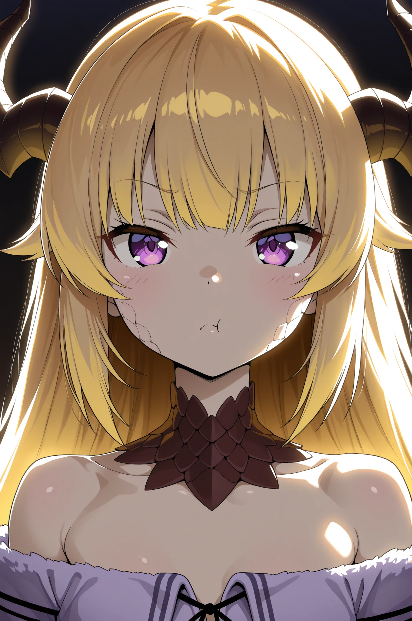 Blonde, One person, Long Hair, smile, blue eyes, Red eyes, accessories, とてもLong Hair, Horns of the beast, tears, Sparkle Effect, Background blur, Angel Halo, Highest quality, 