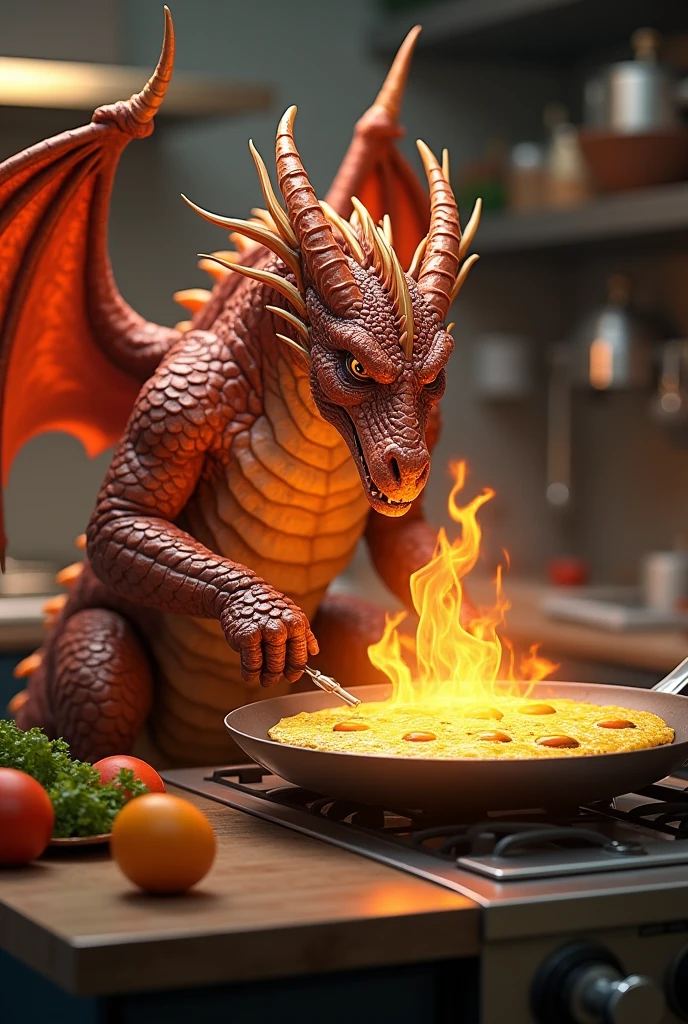 Dragon fry dragon on pan