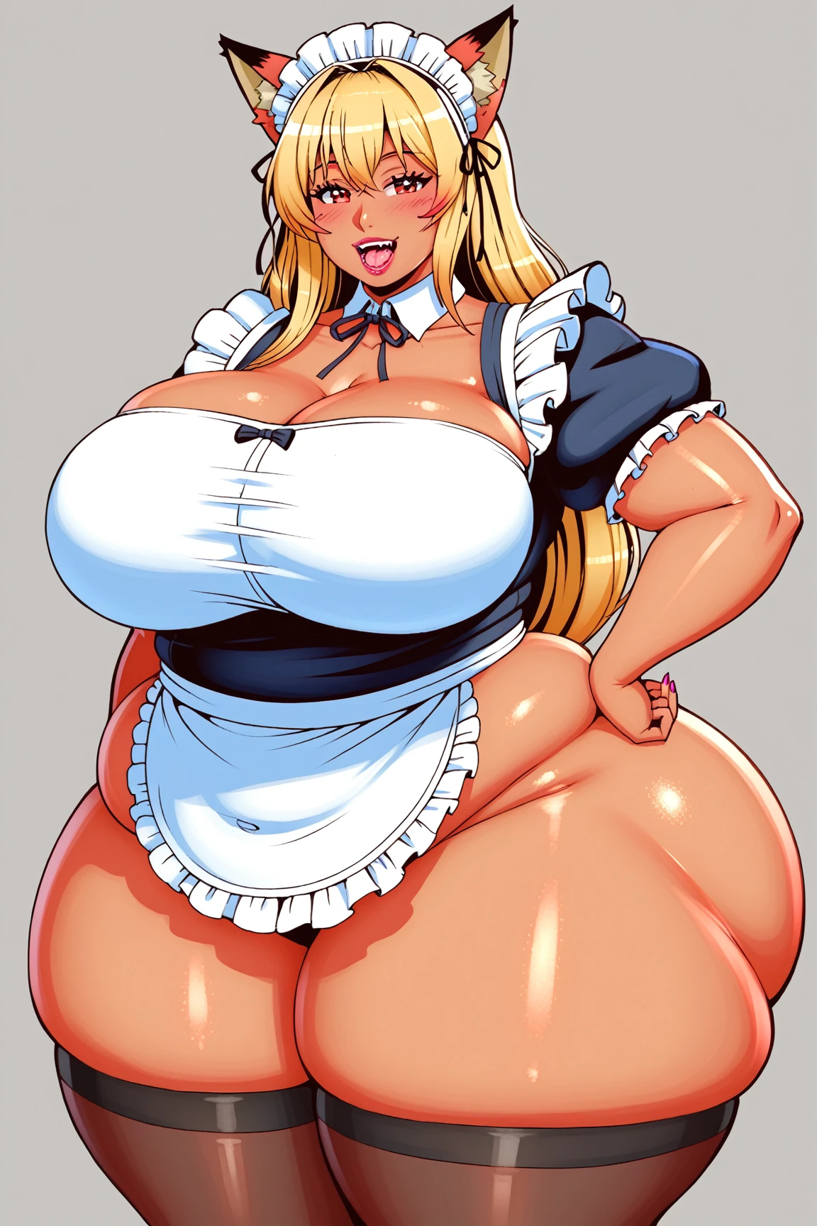 Solo, 1girl, age22, NSFW, Long hair, Colossal breasts, Looking at Viewer, blonde hair, Bare shoulders, Brown eyes, jewelry, Full body, tight black micro skirt, tight black pantyhose, necklace, off the shoulders sexy black sweater, Realistic, curvy, sexy, absurdly wide hips, thick plump thighs, huge round natural ass, enormous huge natural breasts, deep cleavage, Big lips, mature mom, sexy Milf, detailed fingers, accurate fingers