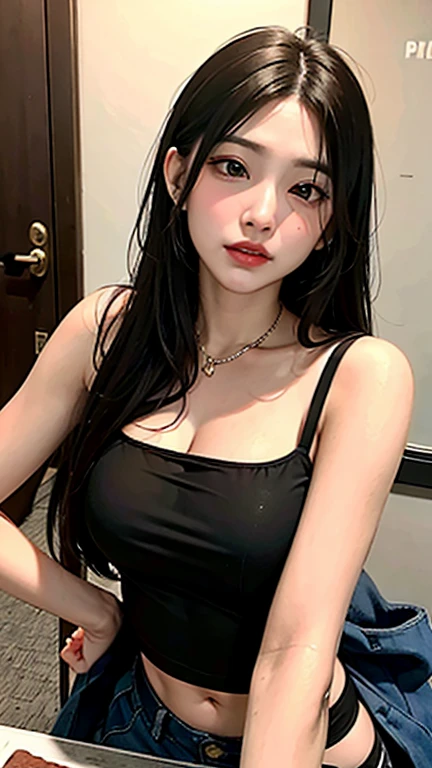 Cinematic lighting、(key light：Front diagonal 45 degrees, fill light、Backlight、shadow、blue and orange color palette), accurate human body、detailed person、Correct five-finger、RAW photo、4K - ultra-vivid、highest quality, masterpiece, ultra high resolution, (reality: 1.4), 


(((oil skin,sparkling skin、realistic skin texture、detailed beautiful skin、shiny skin、shiny skin)))、

beautiful young, 19 year old girl, attractive girl, cool girl、Girl、mini skirt、black mask、((赤いdark makeup))、((big breasts)) 、 1 girl, purple eyes, Off-the-shoulder sweater dresses, cinematic lighting、purple and black hair、(Mine Girl、goth makeup、my makeup)、(pierced ears、big breasts、Oversized black T-shirt with open shoulders、ダークmini skirt)、((dark makeup、oil skin,glowing skin、realistic skin texture、fine and beautiful skin、shiny skin)), dark downtown area at night、kabukicho、Dark Cyberpunk、(full shot:1.8)、thin legs、thin arms、thin shoulders、thin waist、slender body、big breasts、whole body