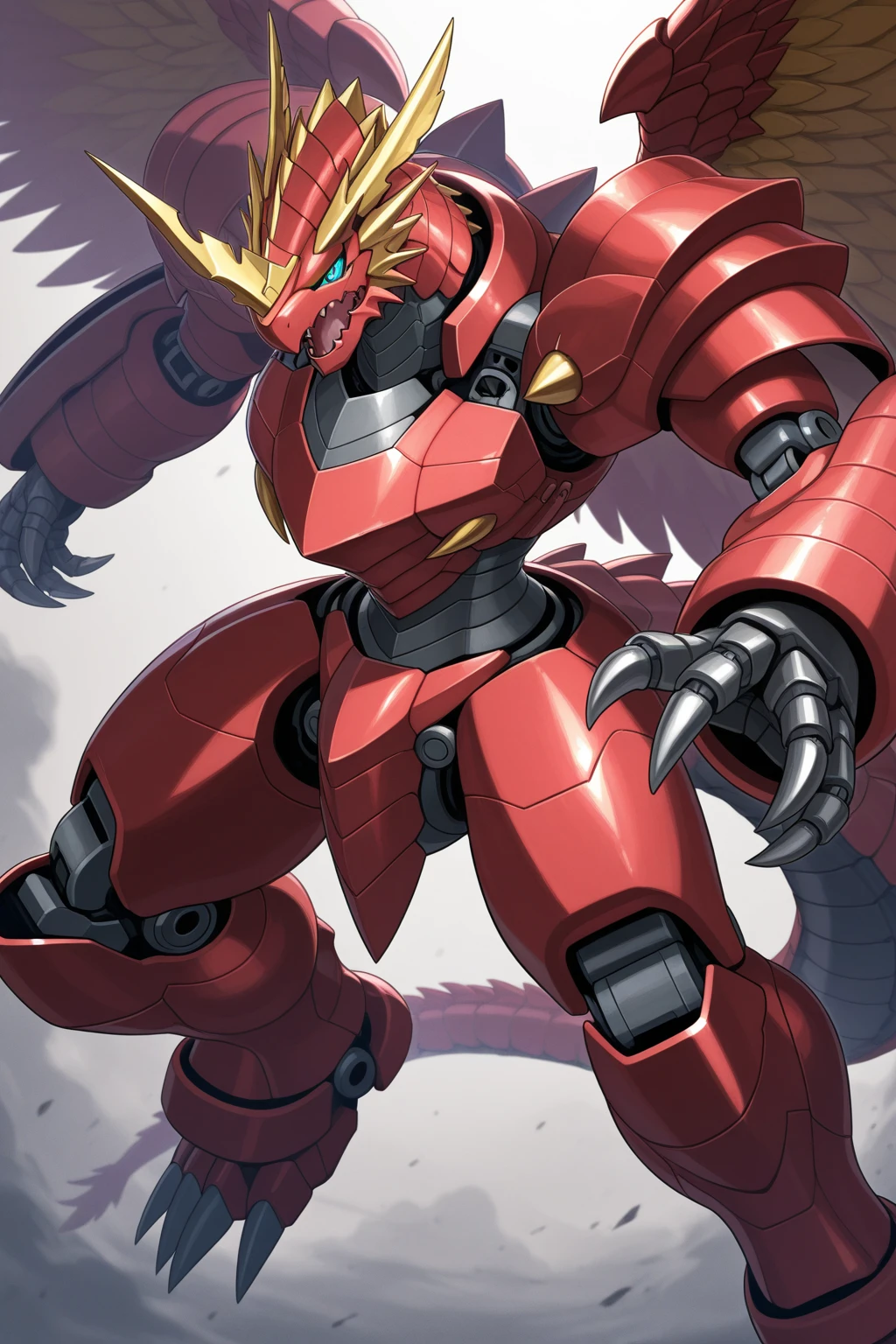 Big robotic dinosaurs fight robotic dragons