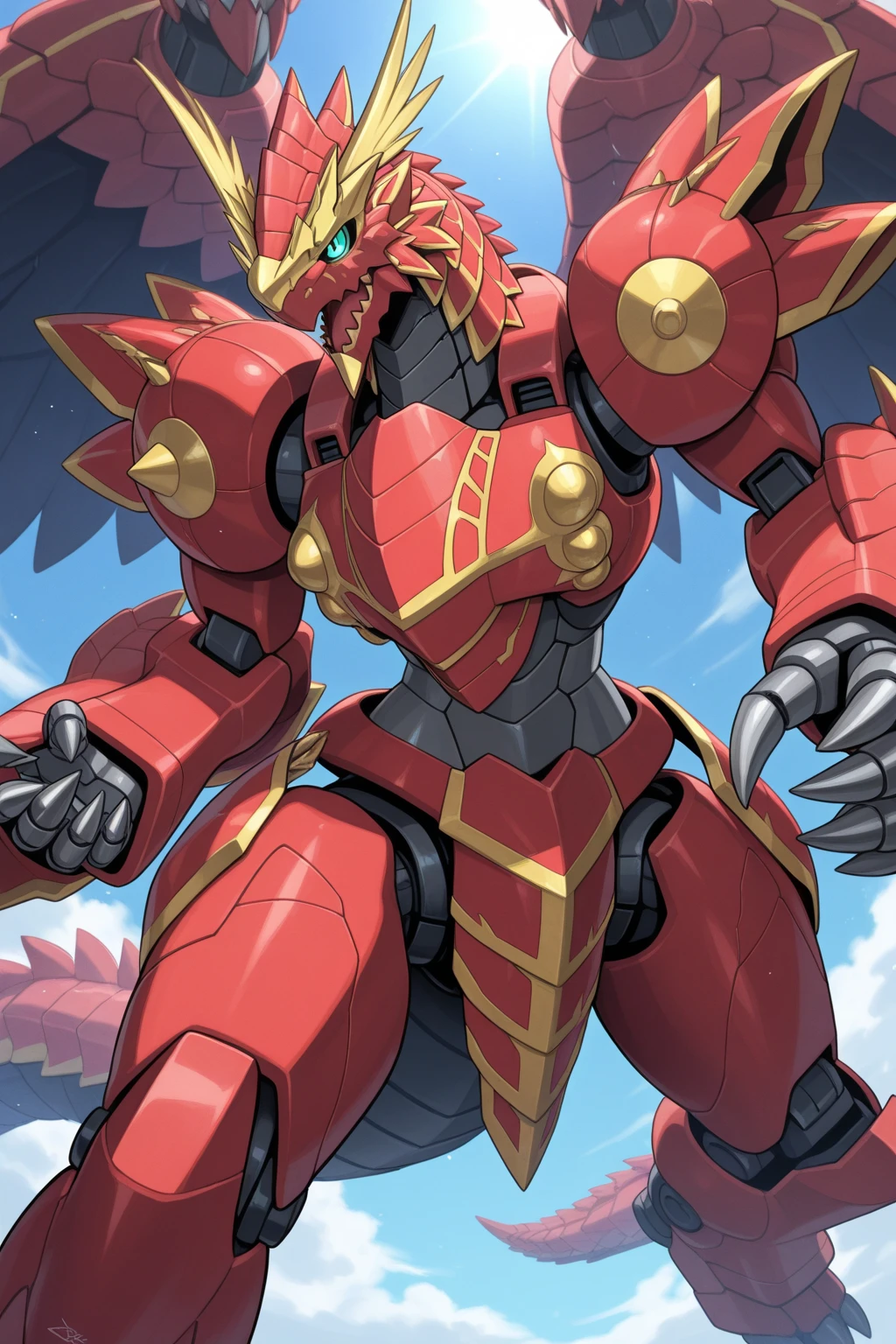 Big robotic dinosaurs fight robotic dragons